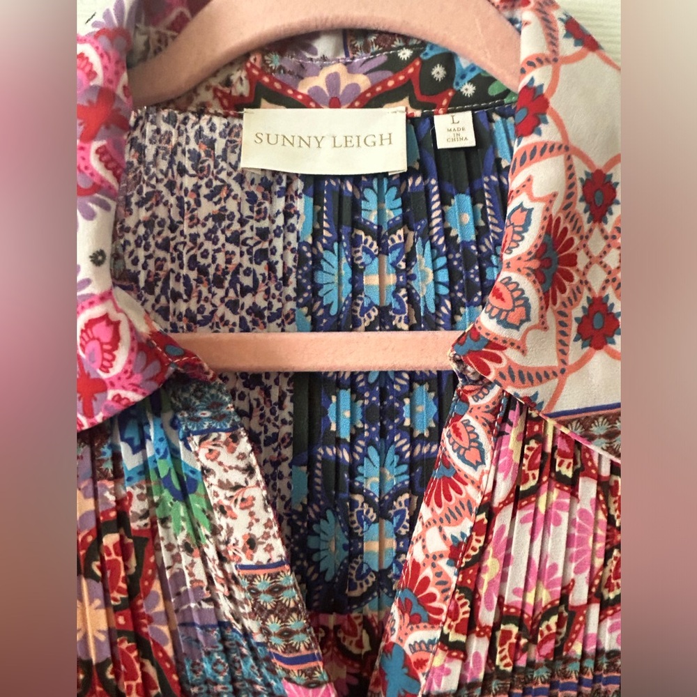 Sunny Leigh Multi-Color Patchwork Button-Down Shi… - image 4